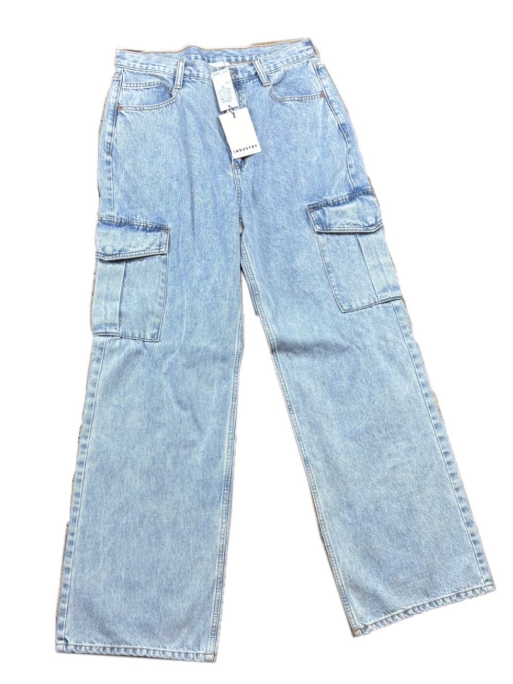 INDUSTRY NWT Light Wash Cargo Jeans for Women - Classic Wide Leg SIZE 10